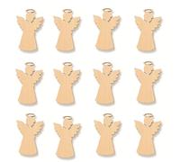 décorations de Noël bois, anges gardiens miniatures, lot de 30 pendentifs 5x3 cm brun pour sapin, bricolage et cadeaux personnalisés