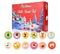 Décorations de Noël, bombes de bain Noël 12 pièces/ensemble différents parfums bombes bain biologiques naturelles avec jouets surprise à l'intérieur des pour femme maman petite a