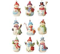 : Décorations de Noël Bonhomme de Neige - Décorations de Noël en Forme de Bonhomme de Neige - Artisanat en Bois 9 Pièces Ornement Suspendu pour Collection Fêtes Fenêtre Cuisine Patio Mur Jardin