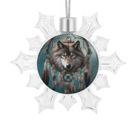 Décorations de Noël brillantes en forme de flocon de neige - 10,4 x 8,9 cm - Attrape-rêves 3D en forme de loup - Décorations de Noël réutilisables pour les vacances et les fêtes d'hiver
