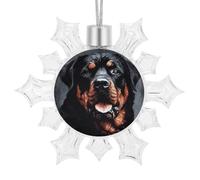 Décorations de Noël brillantes en forme de flocon de neige - 10,4 x 8,9 cm - Motif chien Rottweiler cool - Décorations de Noël réutilisables pour les vacances et les fêtes d'hiver