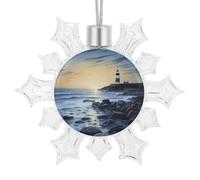 Décorations de Noël brillantes en forme de flocon de neige - 10,4 x 8,9 cm - Phare de la mer - Décorations de Noël réutilisables pour les vacances et les fêtes d'hiver