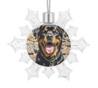 Décorations de Noël brillantes en forme de flocon de neige - 10,4 x 8,9 cm - Tête de chien Rottweiler - Décorations de Noël réutilisables pour les vacances et les fêtes d'hiver