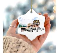 Décorations de Noël Bulgarie 2025 sur le thème du voyage, monuments architecturaux historiques, souvenir, bâtiment moderne, œuvre d'art, paysage urbain, cadeau de collection pour décorations de fête