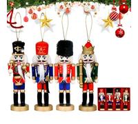 Décorations de Noël casse-noisette - 4 figurines de soldat pour décoration de vacances, design classique peint avec savoir-faire, décoration à suspendre pour arbre, cheminée, fenêtre, bibliothèque