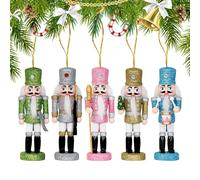 Décorations De Noël Casse-Noisette - 6 Pendentifs Étincelants Pour Sapin De Noël, Charmes En Bois Pour Décoration D'Intérieur Fête | Célébration Casse Noisette Bois Ornement Pendentif Décoration Party
