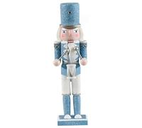 Décorations de Noël Casse-noisette en bois de 30,5 cm, figurines de casse-noisette traditionnelles pour Noël Style 1 Blanc et bleu