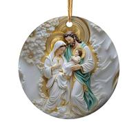Décorations de Noël catholiques - Décoration de Noël en Forme de Sainte imprimée à Effet Rond | Décoration de Noël Religieuse en Acrylique de 10,2 cm - Pendentif de baptême - Décoration Murale