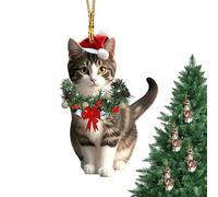 Décorations de Noël Chat pour Sapin | Pièce Maîtresse 2D Souvenir | Ornements Noël Acrylique,pour Fête Hivernale Célébration Saisonnière Cheminée Lieu de Travail