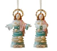 Décorations de Noël Chrétiennes,2D Acrylique 2 Pièces Pendentif Religieux | Ornements D'Arbre De Jésus En Acrylique Pancartes Muraux - pour Intérieur Extérieur Mur Fenêtre Porte Manteau de Cheminée Fe