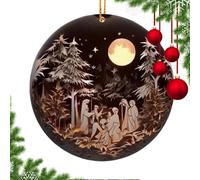 Décorations de Noël Chrétiennes - Pendentif Pour Sapin À Thème Nativité En Acrylique 2D,Décorations De Sapin De Noël,Pour Les Fêtes D'Hiver La Maison La Voiture Le Sac À Dos L'Église La