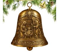 Décorations de Noël - Cloches commémoratives de prière en métal - Décoration de vacances religieuses - 1 cloche décorative suspendue avec scène chrétienne catholique - Ornement inspirant pour la