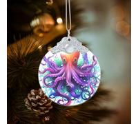Décorations de Noël colorées en forme de pieuvre ronde à suspendre en verre pour fête, mariage, cheminée en plein air
