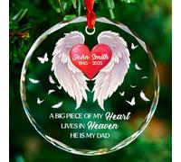 Décorations de Noël commémoratives personnalisées pour papa, décoration de Noël « A Big Piece of My Heart Lives in Heaven » 2025, années personnalisées et nom « Dad in Heaven », cadeau de condoléances
