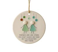 Décorations de Noël d'amitié en acrylique - Décoration de sapin de Noël décorative en forme de cœur sculptée à la main - Pendentif souvenir pour sœur, Pâques, sœurs, femmes, anniversaire, famille