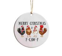 Décorations de Noël de ferme - Pendentif coq avec mot parodié - Décorations de Noël amusantes pour la famille, les amis, les agriculteurs, Thanksgiving, la maison