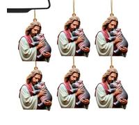 Décorations de Noël de Jésus,Décorations de Noël de Jésus | Décorations d'arbre de Noël à suspendre | Lot de 6 ornements de Noël pour arbres, souvenir religieux en acrylique 2D pour décoration d'arbre