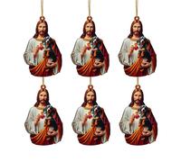 Décorations de Noël de Jésus,Décorations de Noël de Jésus - Pendentif de Noël à suspendre pour arbre - Lot de 6 ornements de Noël pour arbres, souvenir religieux en acrylique 2D pour décoration d'arbr