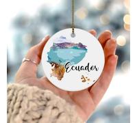 Décorations de Noël de l'Équateur - Affiche du monde urbain multicolore - Ornements à suspendre - Carte d'architecture - Scène artistique - Cadeau de collection pour les vacances festives - Décoration