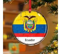 Décorations de Noël de l'Équateur, drapeaux de pays nationaux, marin, voile, souvenir unique, disques en acrylique transparent, pendentif carte du monde et drapeau pour décoration d'arbre de Noël