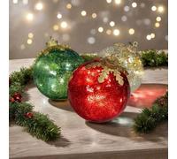 Décorations de Noël de table, 3 boules lumineuses pré-éclairées avec DEL, boule de cristal pour décoration d'Halloween, décoration de Noël, maison, fête, centre de table, lampe décorative blanc chaud