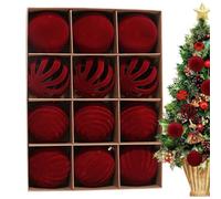 Décorations de Noël - Décorations de vacances en velours rouge et vert, ensemble d'ornements d'arbre pour présentation, design léger avec finition élégante, décoration de cheminée, chambre à coucher