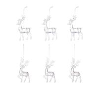 Décorations de Noël des élans - 6 pièces en acrylique transparent, décorations d'arbre pour les vacances d'hiver | Décoration intérieure et extérieure mur fenêtre porte plafond salon chambre