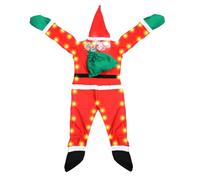 Décorations de Noël d'extérieur - Père Noël grimpant à suspendre avec guirlande lumineuse LED en tissu doux réaliste pour porte d'entrée, toit, porche, balcon, fenêtre