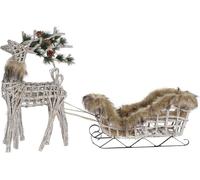 Décorations de Noël dkd home decor reindeer white brown wicker 58 x 30 x 30 cm (3 pièces)