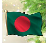 Décorations de Noël du Bangladesh - Drapeau national - Cadeaux nautiques ronds - Ornement de sapin de Noël souvenir de l'Amérique, du pays hispanique, de l'Asie européenne, de l'Afrique - Boule de
