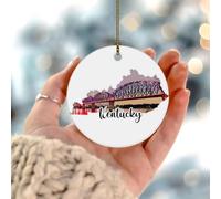 Décorations de Noël du Kentucky - Drapeau de l'État - Histoire des États-Unis - Cadeau souvenir de vacances festives - Décoration d'intérieur amusante - Souvenir en céramique pour famille