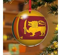 Décorations de Noël du Sri Lanka - Drapeau patriotique élégant - Disques en acrylique transparent - Drapeau du monde mondial - Souvenir de voyage pour sapin de Noël - Plaque de nom