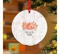 Décorations de Noël élégantes en acrylique de 7,6 cm en forme de crabe - Décoration de fête de Noël - Océan - Animaux marins - Œuvre d'art souvenir - Disque transparent - Étiquette de nom