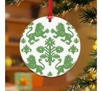 Décorations de Noël en acrylique 2025 - Lion Regalia vert à suspendre - Boule de Noël festive - Décoration d'intérieur - Dragon chinois gris et rouge - Souvenir - Disque transparent - Étiquette de nom