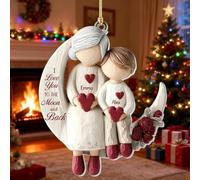 Décorations de Noël en acrylique 2D avec inscription « Grandma And Grandchild Moon Loves », « I Love You to The Moon and Back », cadeau souvenir personnalisé pour grand-mère, cadeaux d'anniversaire