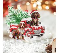 Décorations de Noël en Acrylique 2D - Chiot et Camion pour Sapin - Boules et Souvenirs Mignons