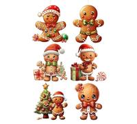 Décorations de Noël en Acrylique 2D en Forme de Bonhommes en Pain d'Épice - 6 Pièces Pendaisons Suspendables pour Fêtes,Pendaisons Festives pour Porte Mur Fenêtre Événement Planificateurs