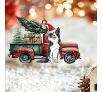 Décorations de Noël en acrylique 2D en forme de chiot, camion de Noël, border collie, décoration pour sapin de Noël, souvenir du Nouvel An, vacances saisonnières, cadeau souvenir de Noël pour les