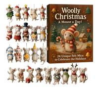 Décorations de Noël en acrylique 2D en forme de souris pour s'amuser en saison | Compte à rebours 2D en acrylique avec 24 ornements, décoration pour fenêtre, mur, porte, chambre ou décoration de Noël