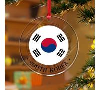 Décorations de Noël en acrylique de 7,6 cm 2025 Corée du Sud - Décoration d'intérieur - Drapeau de la ville - Souvenir international - Disque transparent - Étiquette de nom