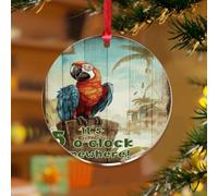 Décorations de Noël en acrylique de 7,6 cm avec inscription It's Five O'Clock Somewhere - Décoration de sapin de Noël à suspendre pour bar, club, verre, perroquet, souvenir, porte-nom