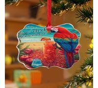 Décorations de Noël en acrylique de 7,6 cm avec inscription It's Five O'Clock Somewhere - Décoration de sapin de Noël rustique - Flamant rose tropical hawaïen Aloha - Souvenir - Disque transparent