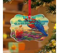 Décorations de Noël en acrylique de 7,6 cm avec inscription It's Five O'Clock Somewhere Farmhouse - Décoration d'intérieur - Décoration d'intérieur - Bar à bière, club, verre, perroquet, souvenir