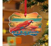 Décorations de Noël en acrylique de 7,6 cm avec inscription It's Five O'Clock Somewhere Papillon Décoration de Noël Flamant rose tropical hawaïen Aloha souvenir Disque transparent Étiquette de nom