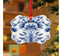 Décorations de Noël en acrylique de 7,6 cm - Bleu et blanc - Caire - À suspendre - Décoration de sapin de Noël bohème de style sud-ouest - Souvenir - Disque transparent - Étiquette de nom