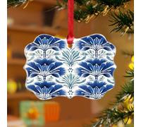 Décorations de Noël en acrylique de 7,6 cm - Bleu et blanc - Caire - Décoration de Noël personnalisée - Décoration de vacances - Chinoiserie française - Souvenir asiatique - Disque transparent