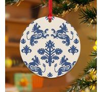 Décorations de Noël en acrylique de 7,6 cm - Bleu Regalia Kylin - Décoration de Noël personnalisée - Dragon aigue-marine - Souvenir du Tibet - Disque transparent - Étiquette de nom