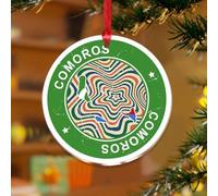 Décorations de Noël en acrylique de 7,6 cm - Comores - Décoration de Noël personnalisée - Drapeau du monde mondial - Souvenir - Disque transparent - Étiquette de nom