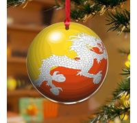 Décorations de Noël en acrylique de 7,6 cm - Décoration de Noël Bhoutan - Décoration d'intérieur - Pays hispanique - Asie européenne - Drapeaux Afrique - Souvenir - Disque transparent