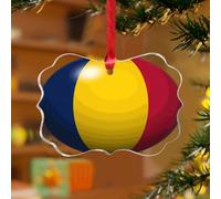 Décorations de Noël en acrylique de 7,6 cm - Décoration de sapin de Noël Tchad personnalisée - Décoration de sapin de Noël - Pays hispanique - Asie européenne - Drapeaux Afrique - Souvenir - Disque